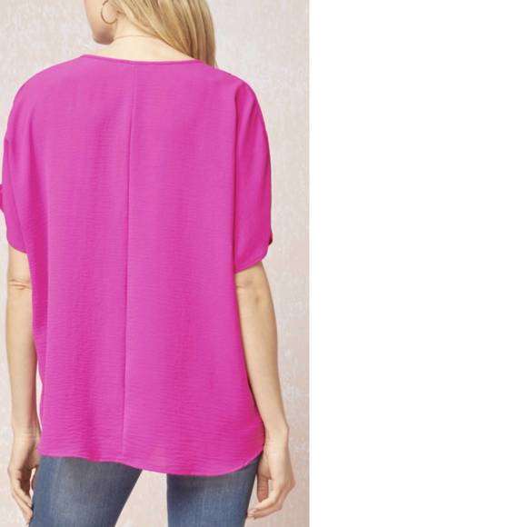 Nwt entro flamingo blouse in hot pink - Picture 3 of 3